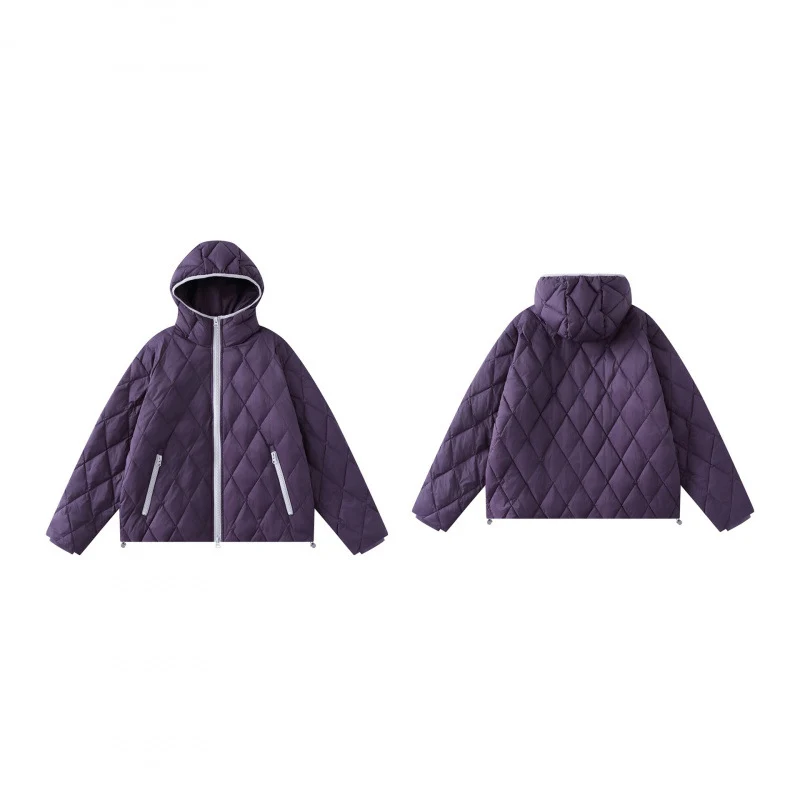 Damen Quilt-Steppjacke mit Kapuze, Diamantsteppung und verstellbarem Saum Nord Taschen