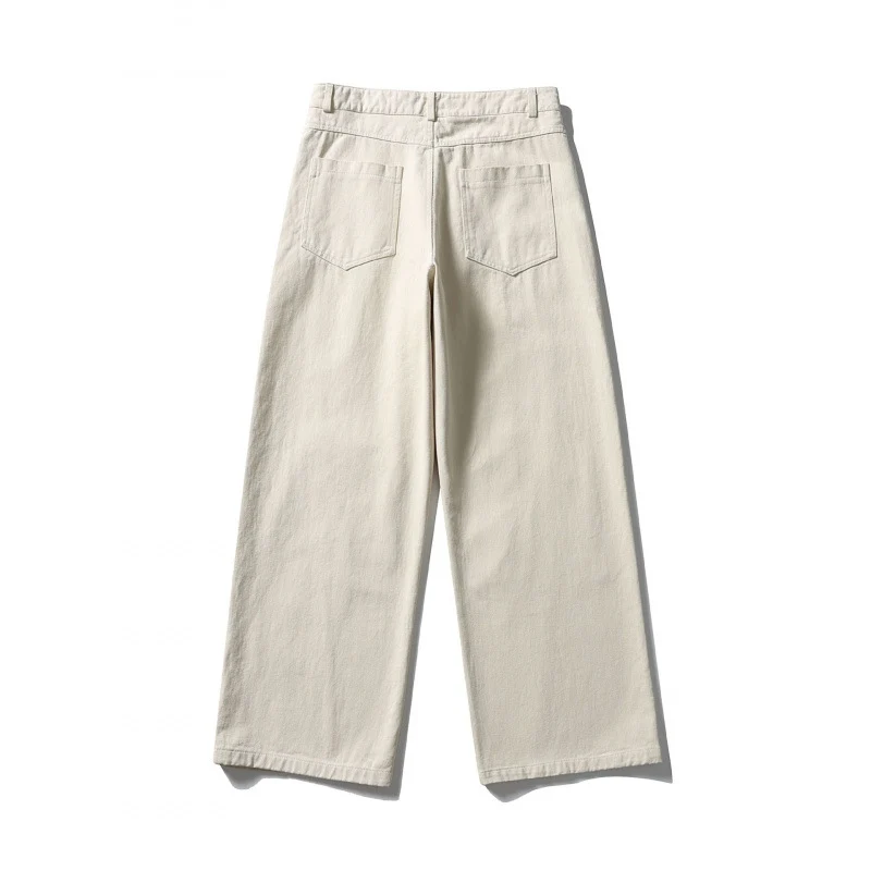 Damen Palazzo-Jeanshose mit hoher Taille, weitem Bein und Ziernähten Nord Taschen