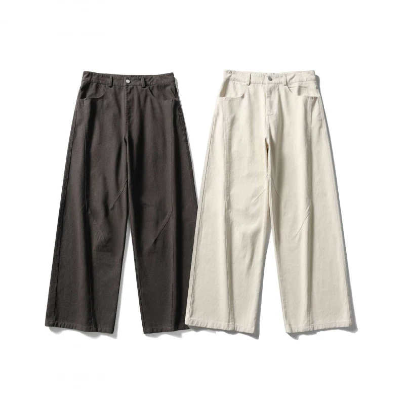 Damen Palazzo-Jeanshose mit hoher Taille, weitem Bein und Ziernähten Nord Taschen