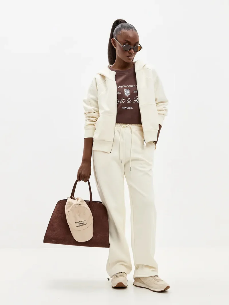 Damen entspanntes Fleece-Zweiteiler Set mit Raglan-Kapuzenjacke, durchgehendem Reißverschluss und gerader Relax-Jogginghose Nord Taschen