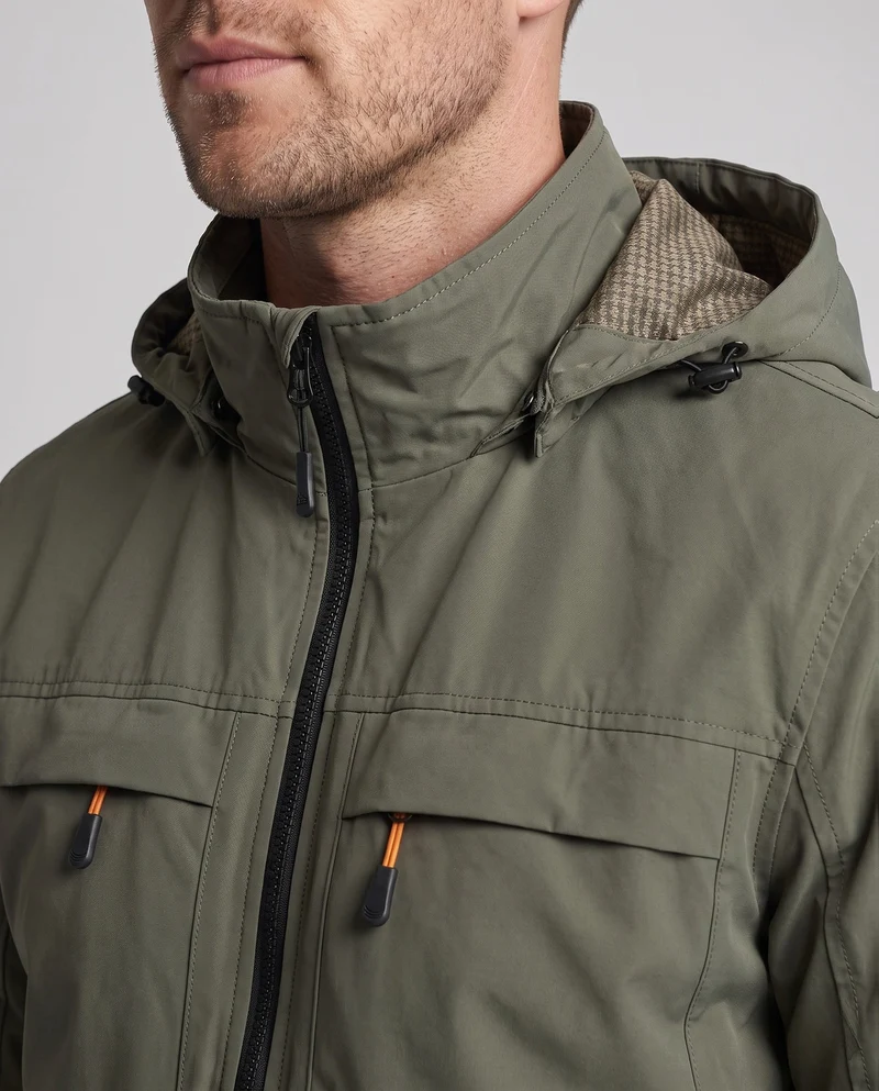 Leichte Herren-Hoodie-Canvas-Jacke mit verdecktem Reißverschluss vorne und Brustreißverschlüssen Nord Taschen