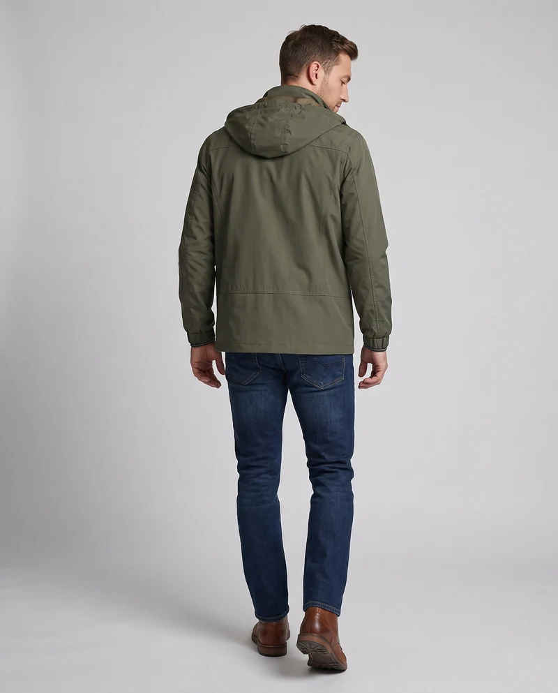 Leichte Herren-Hoodie-Canvas-Jacke mit verdecktem Reißverschluss vorne und Brustreißverschlüssen Nord Taschen