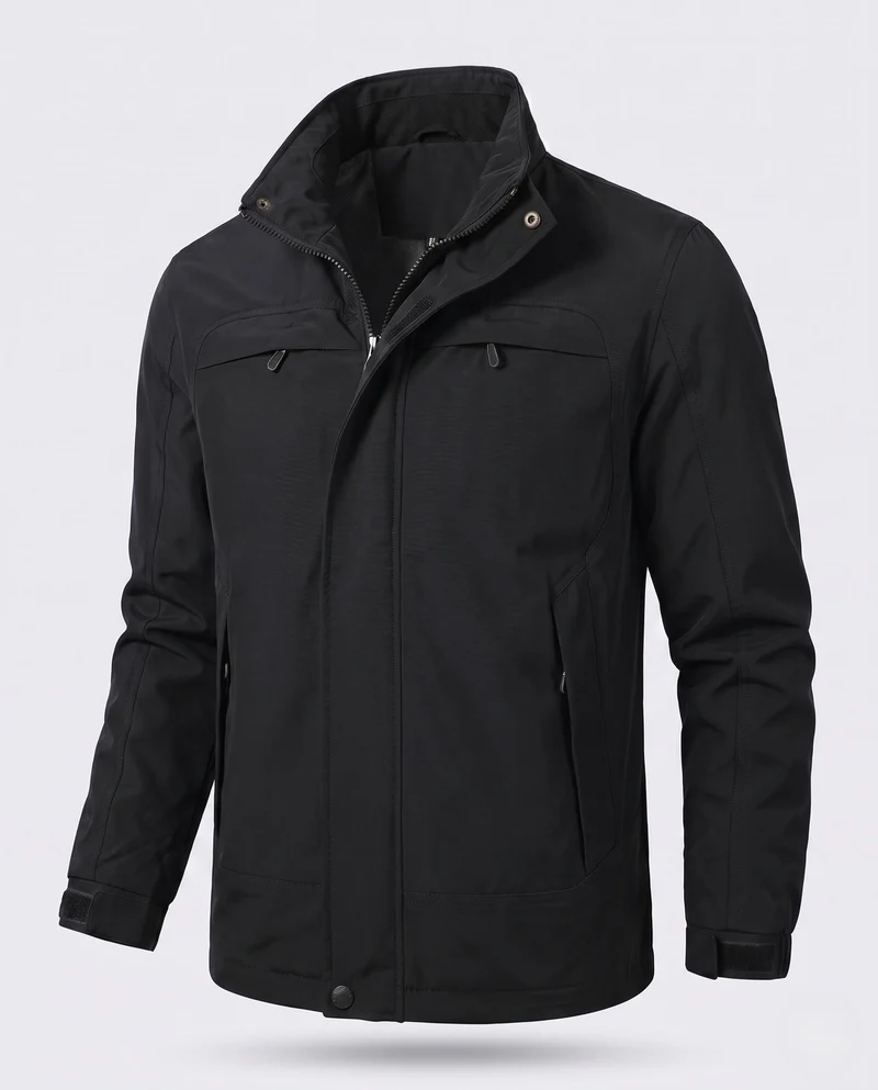 Leichte Herren-Hoodie-Canvas-Jacke mit verdecktem Reißverschluss vorne und Brustreißverschlüssen Nord Taschen