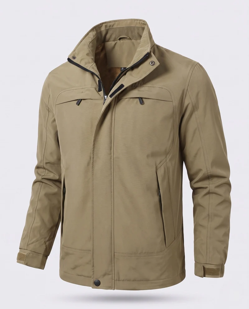 Leichte Herren-Hoodie-Canvas-Jacke mit verdecktem Reißverschluss vorne und Brustreißverschlüssen Nord Taschen