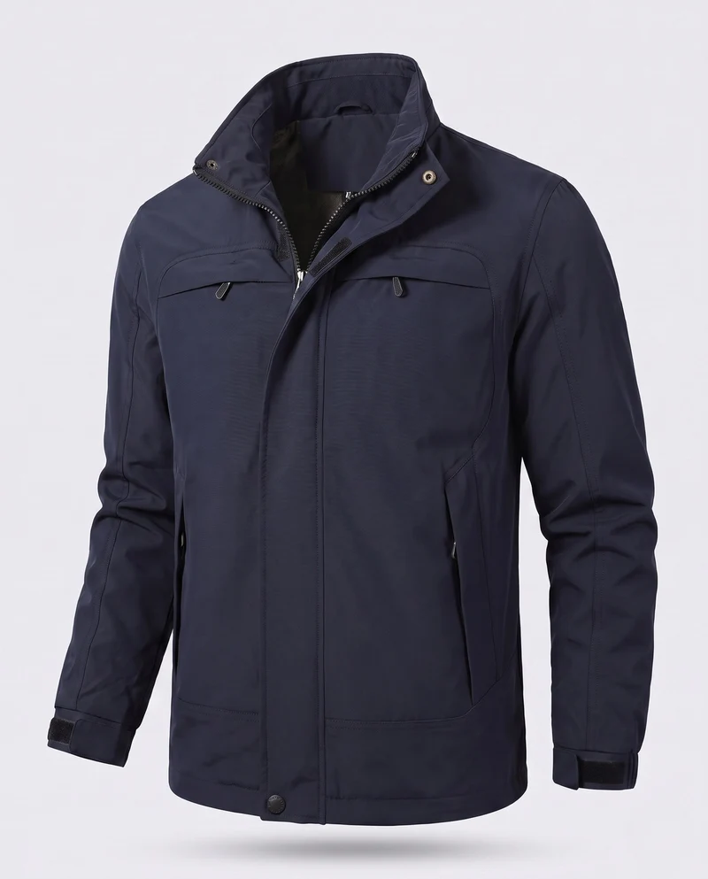 Leichte Herren-Hoodie-Canvas-Jacke mit verdecktem Reißverschluss vorne und Brustreißverschlüssen Nord Taschen