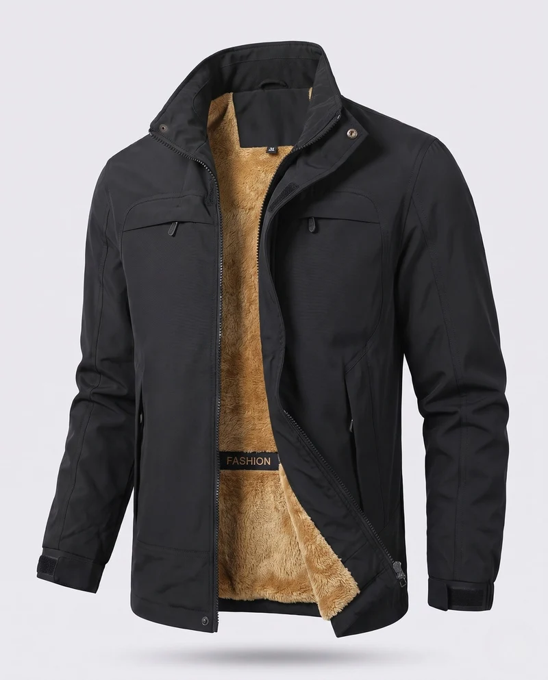 Leichte Herren-Hoodie-Canvas-Jacke mit verdecktem Reißverschluss vorne und Brustreißverschlüssen Nord Taschen