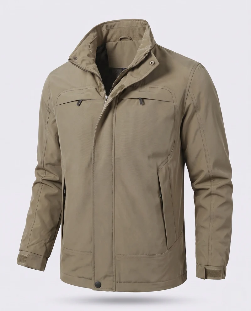 Leichte Herren-Hoodie-Canvas-Jacke mit verdecktem Reißverschluss vorne und Brustreißverschlüssen Nord Taschen