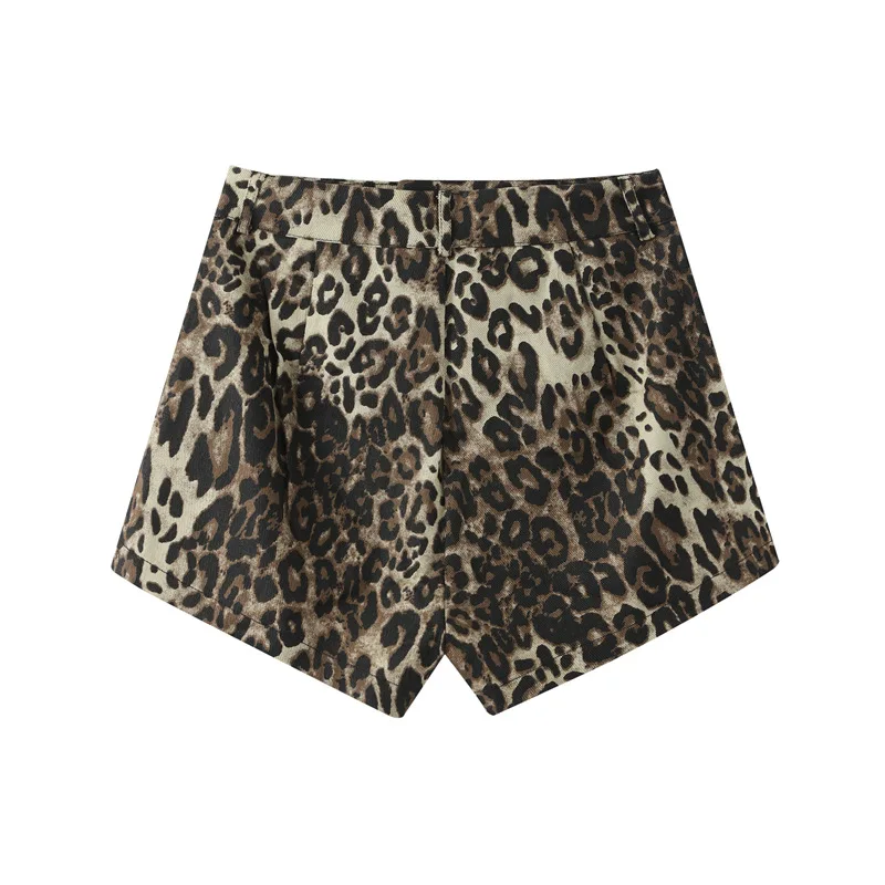 Denim Leopard Shorts