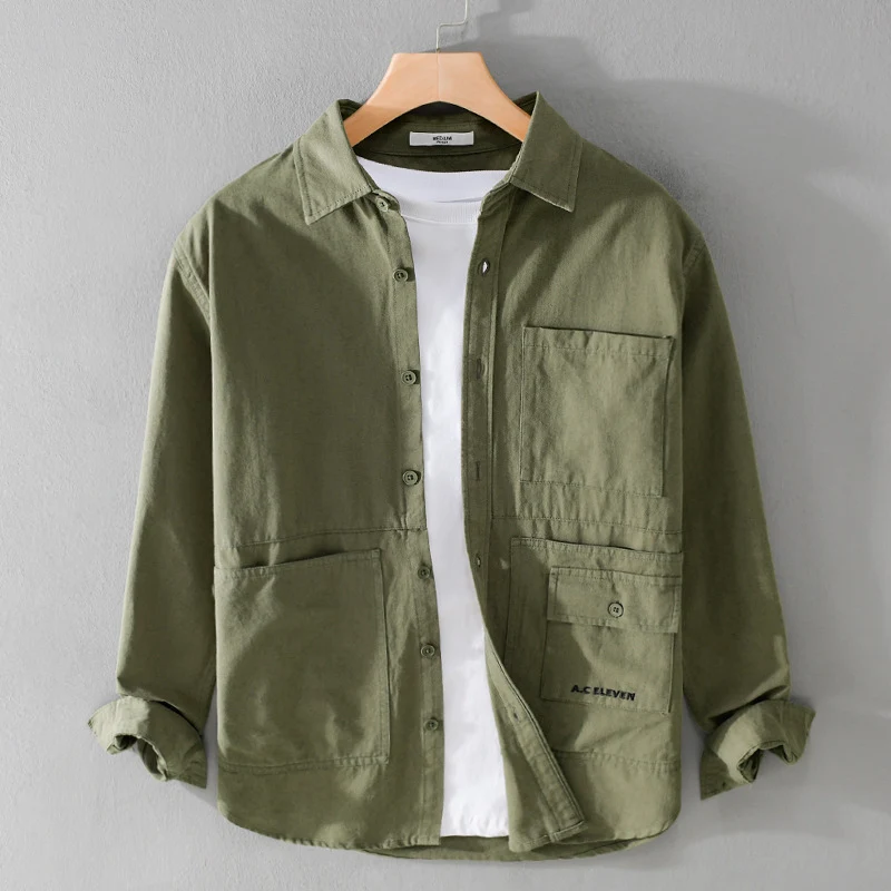 Herren Field-Overshirt aus robustem Baumwoll-Twill mit asymmetrischen Taschen Nord Taschen