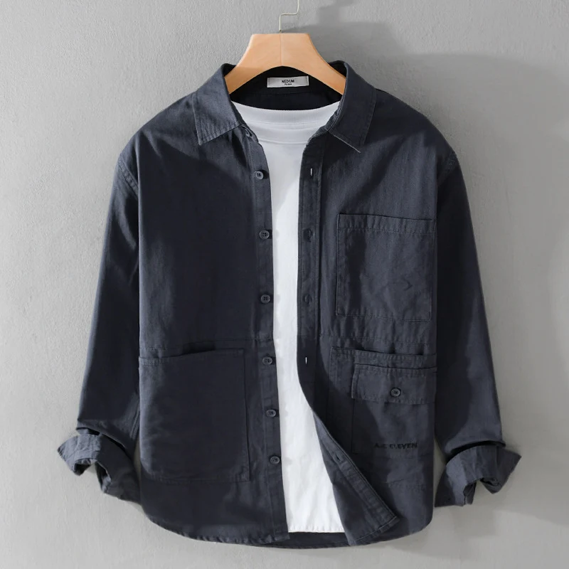 Herren Field-Overshirt aus robustem Baumwoll-Twill mit asymmetrischen Taschen Nord Taschen