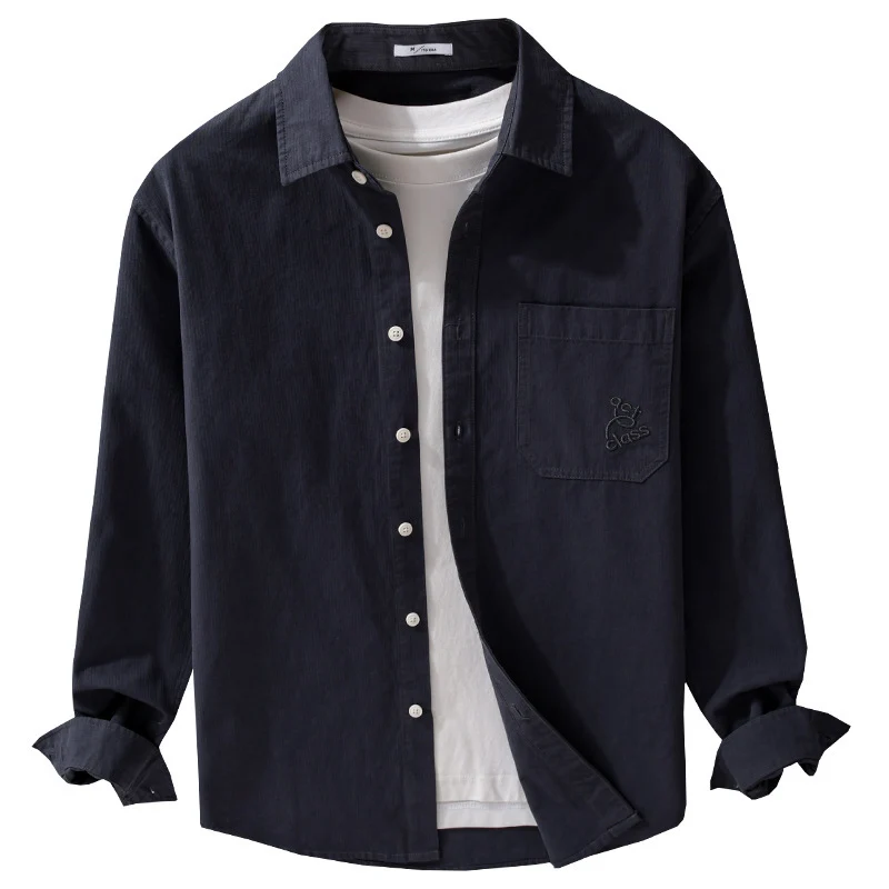Herren Feines Cord-Überhemd im Overshirt-Stil mit Kentkragen und aufgesetzter Brusttasche Nord Taschen
