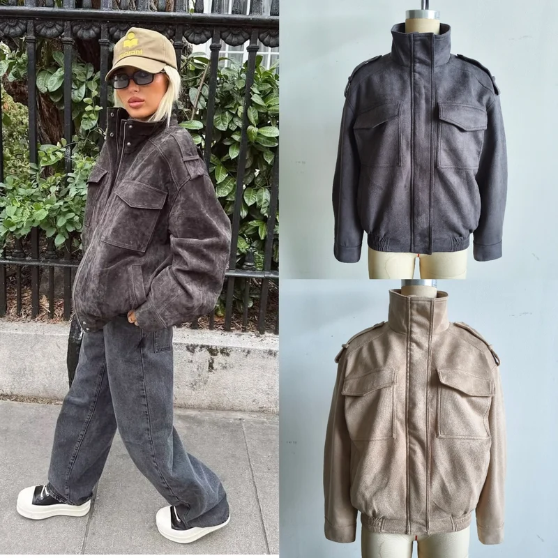 Herren Fieldjacke im utilitaristischen Stil mit Stehkragen, Schulterklappen und aufgesetzten Pattentaschen Nord Taschen