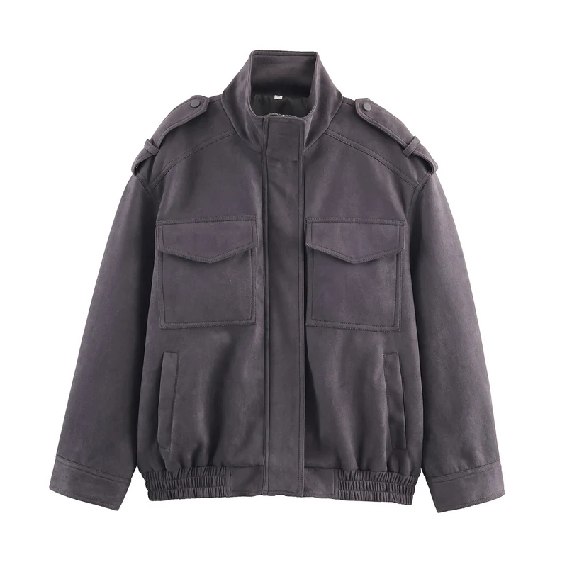Herren Fieldjacke im utilitaristischen Stil mit Stehkragen, Schulterklappen und aufgesetzten Pattentaschen Nord Taschen