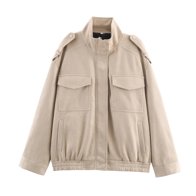 Herren Fieldjacke im utilitaristischen Stil mit Stehkragen, Schulterklappen und aufgesetzten Pattentaschen Nord Taschen