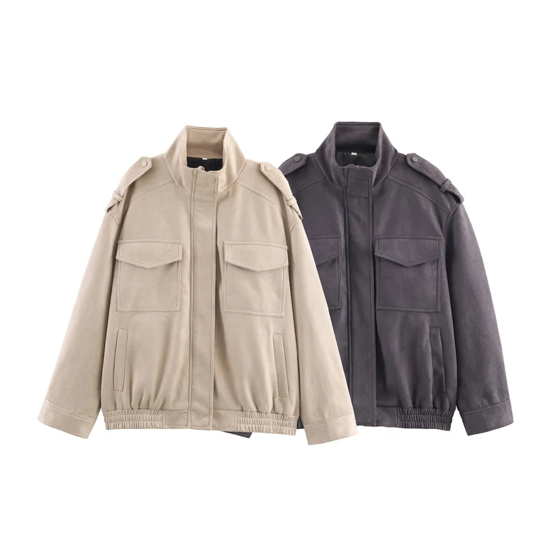 Herren Fieldjacke im utilitaristischen Stil mit Stehkragen, Schulterklappen und aufgesetzten Pattentaschen Nord Taschen
