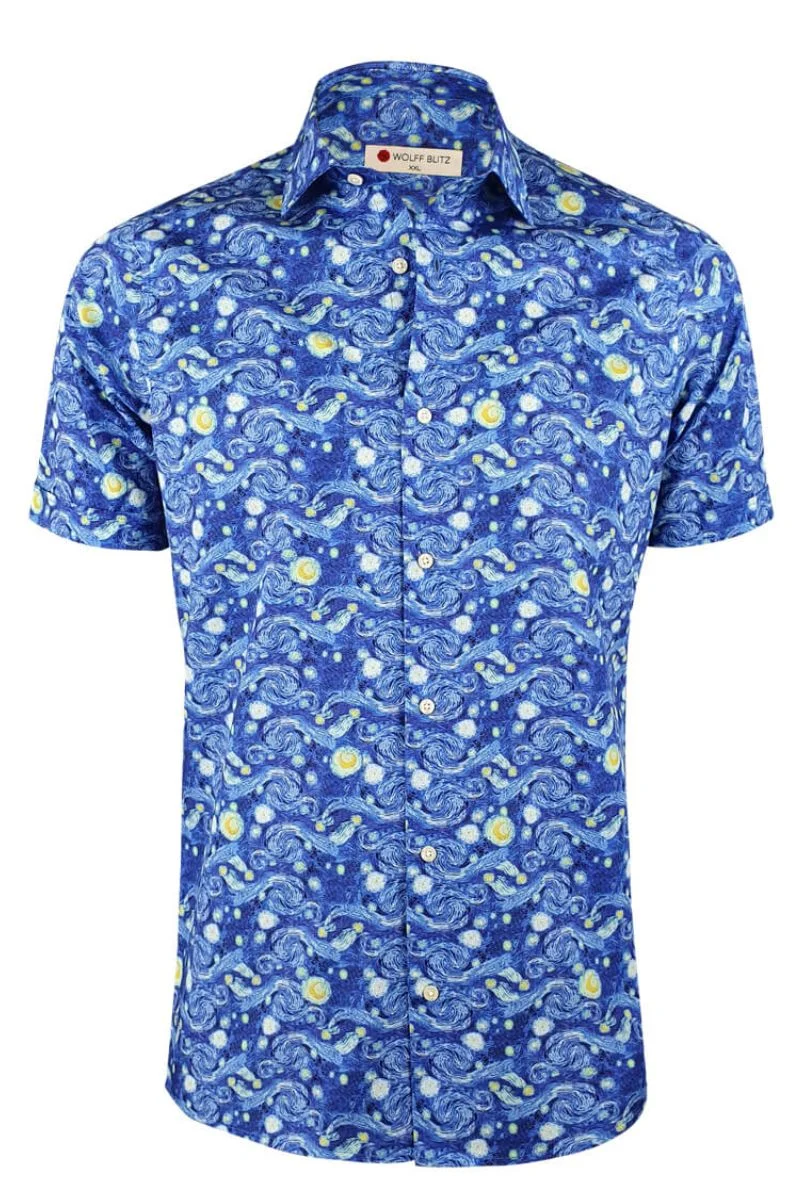 Starry Night Gogh Short Sleeve Men's Shirt