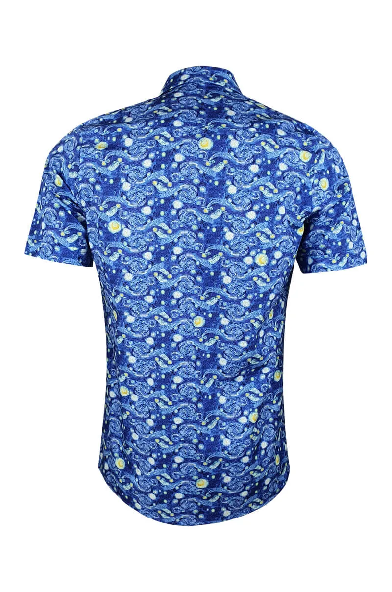 Starry Night Gogh Short Sleeve Men's Shirt