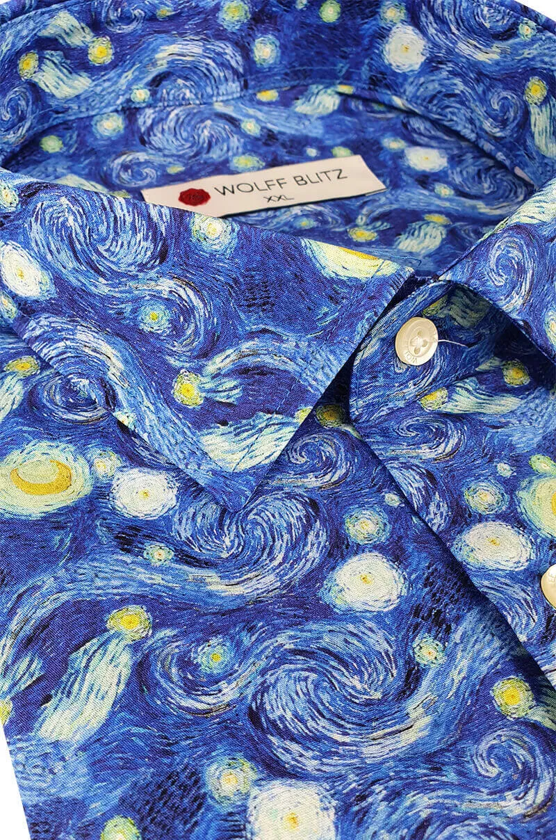 Starry Night Gogh Short Sleeve Men's Shirt