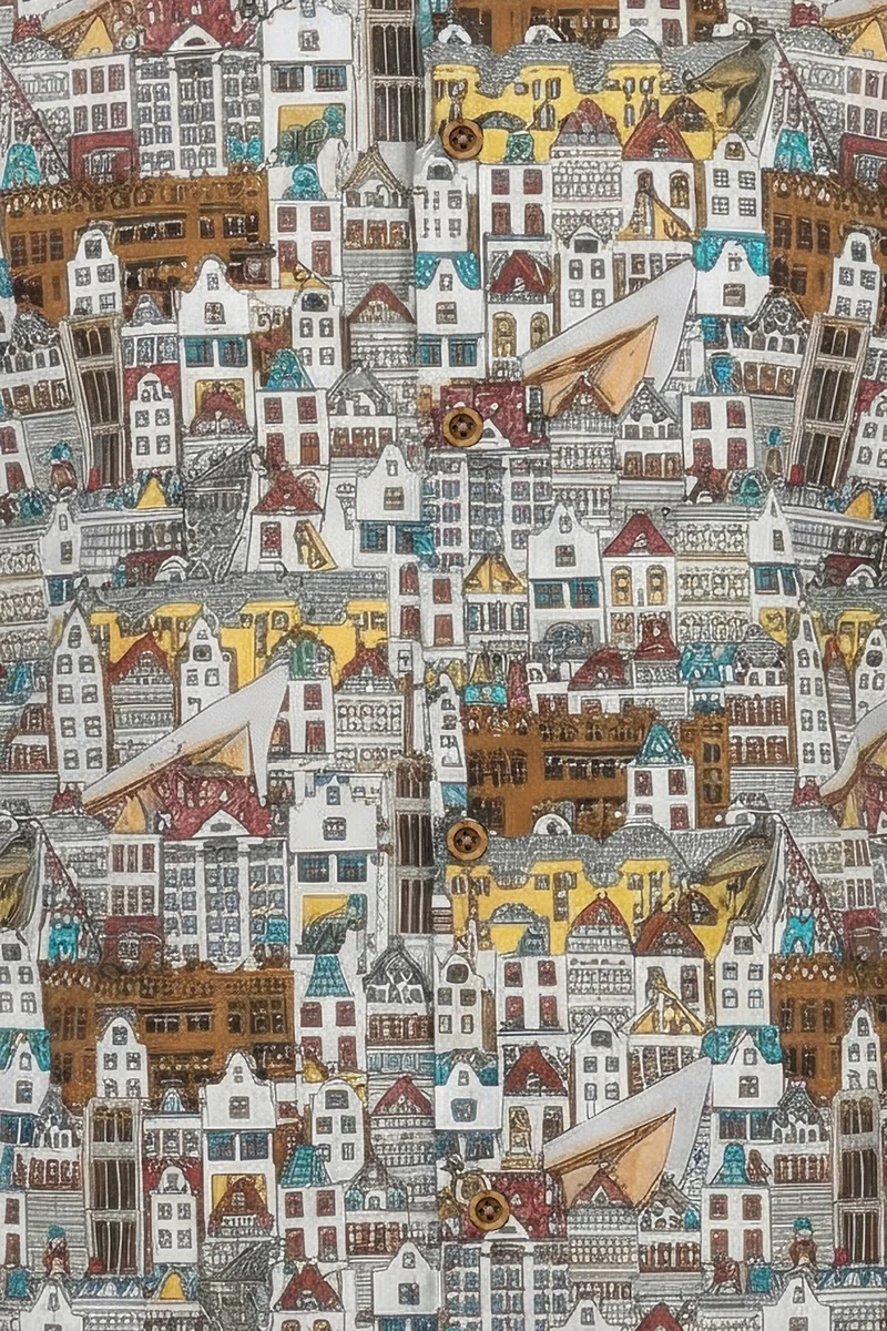Rotterdam Houses Printed Long Sleeve Men's Shirt