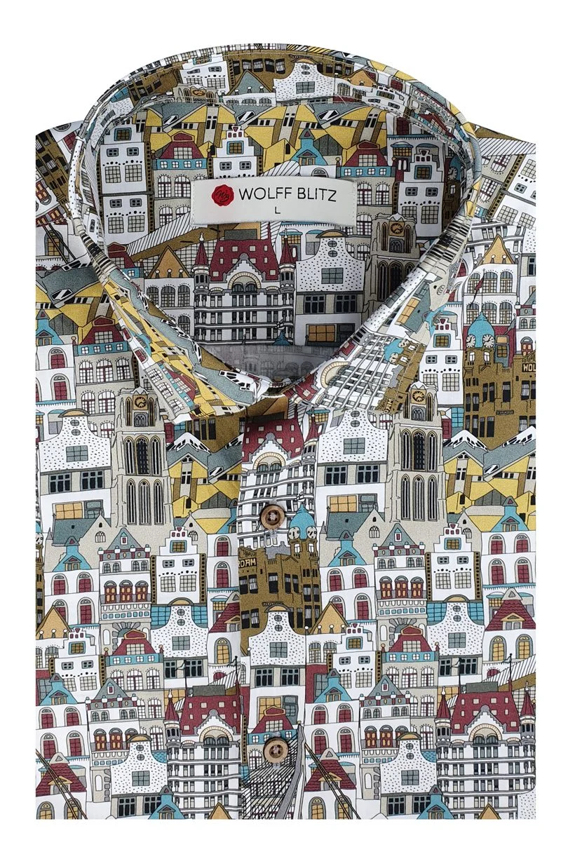 Rotterdam Houses Printed Long Sleeve Men's Shirt