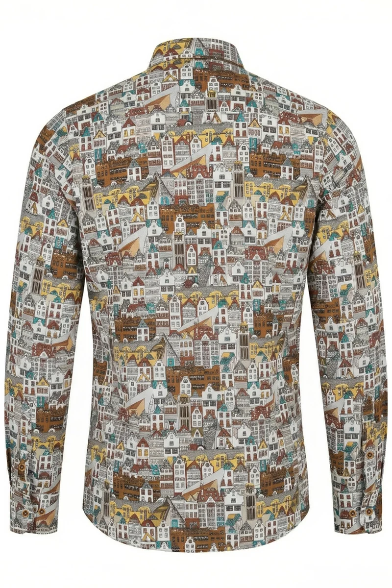 Rotterdam Houses Printed Long Sleeve Men's Shirt