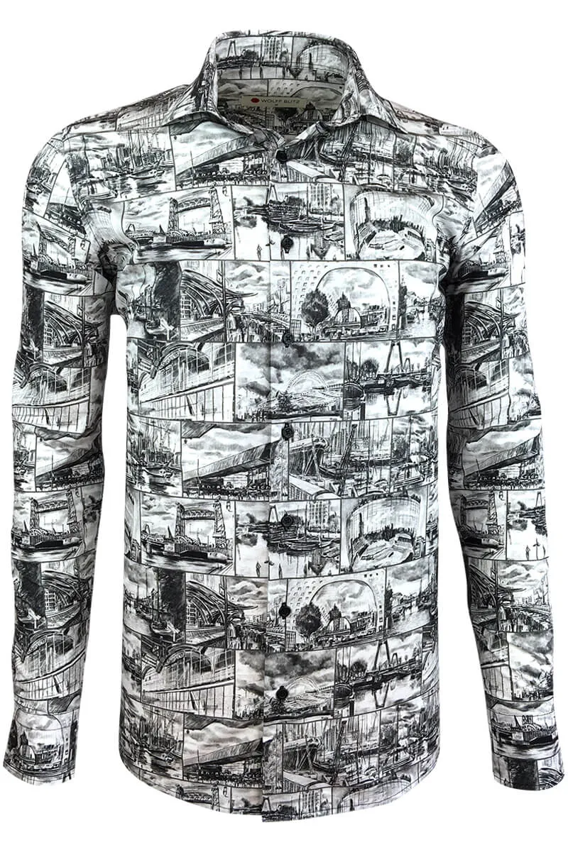 Rotterdam By M. Bechtold Printed Long Sleeve Men's Shirt
