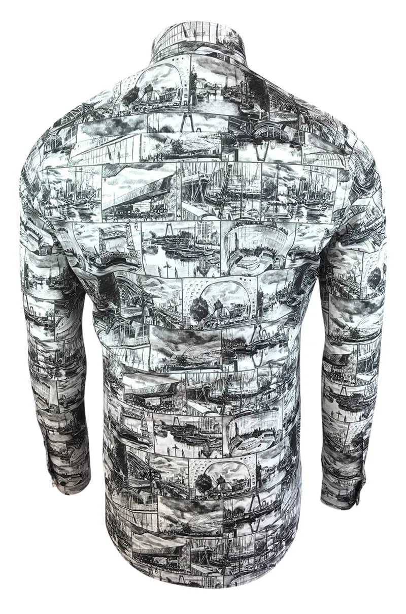 Rotterdam By M. Bechtold Printed Long Sleeve Men's Shirt