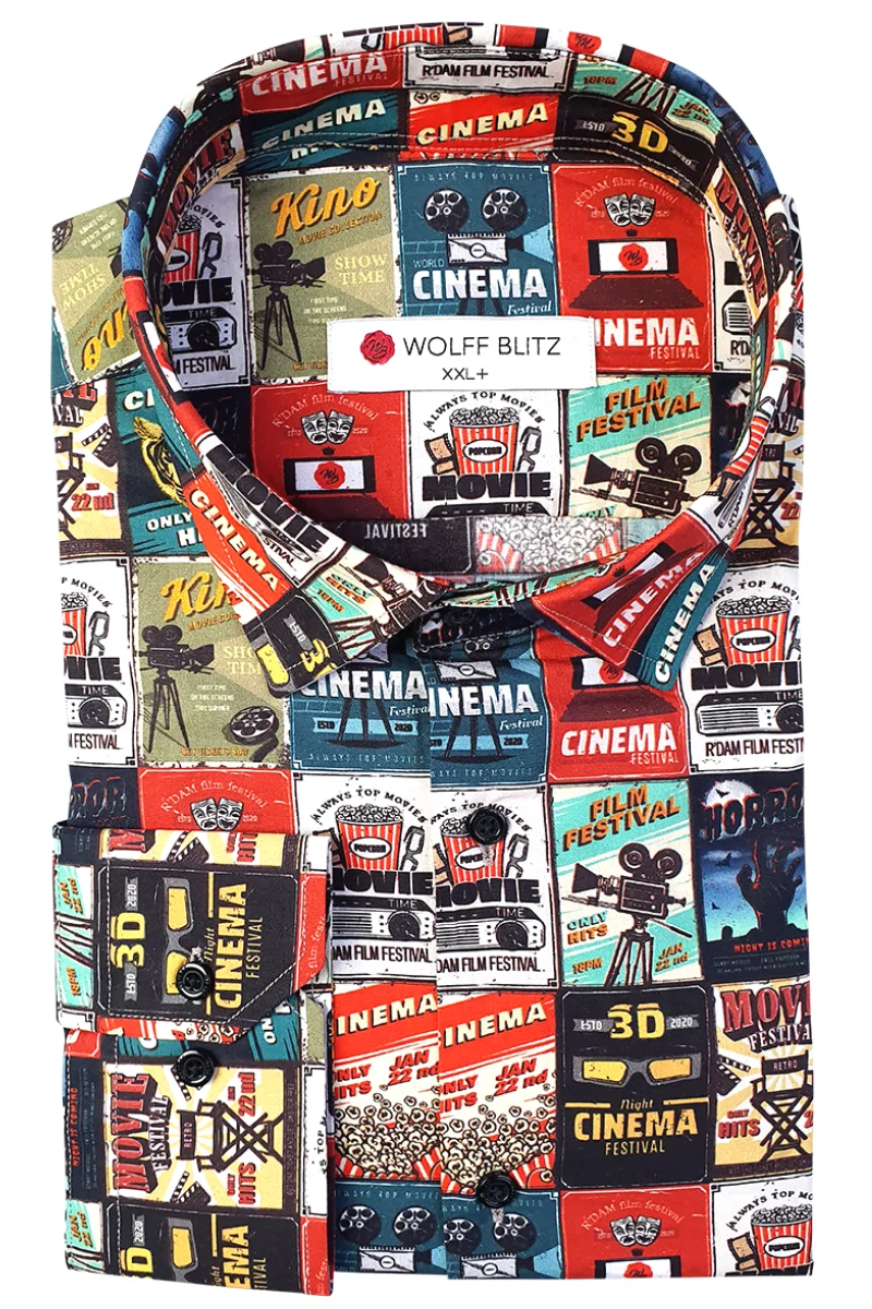 Retro Film Printed Long Sleeve Men's Shirt