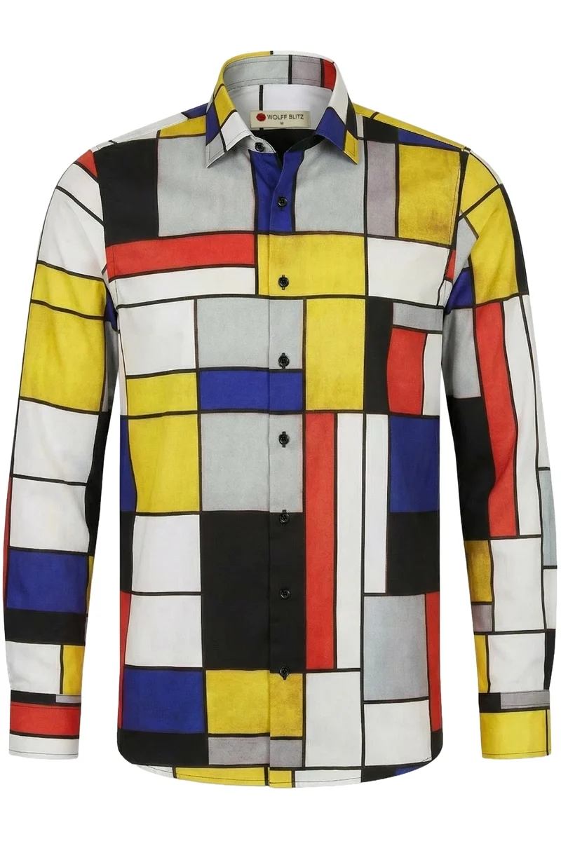 Piet Mondriaan Printed Long Sleeve Men's Shirt