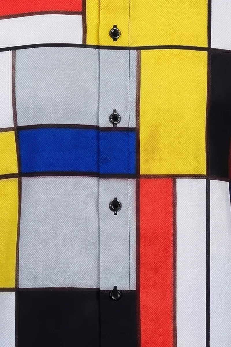 Piet Mondriaan Printed Long Sleeve Men's Shirt