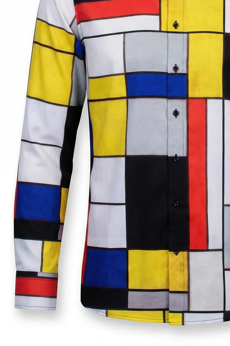 Piet Mondriaan Printed Long Sleeve Men's Shirt