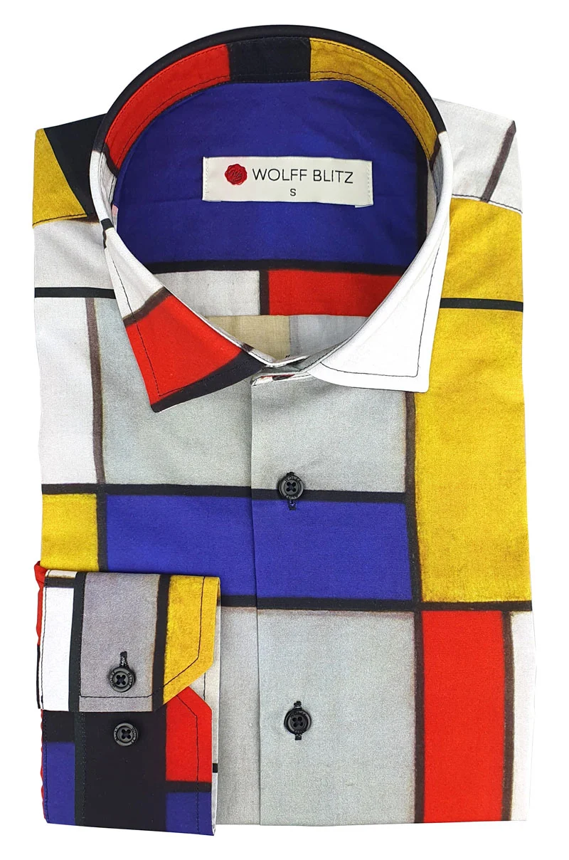 Piet Mondriaan Printed Long Sleeve Men's Shirt