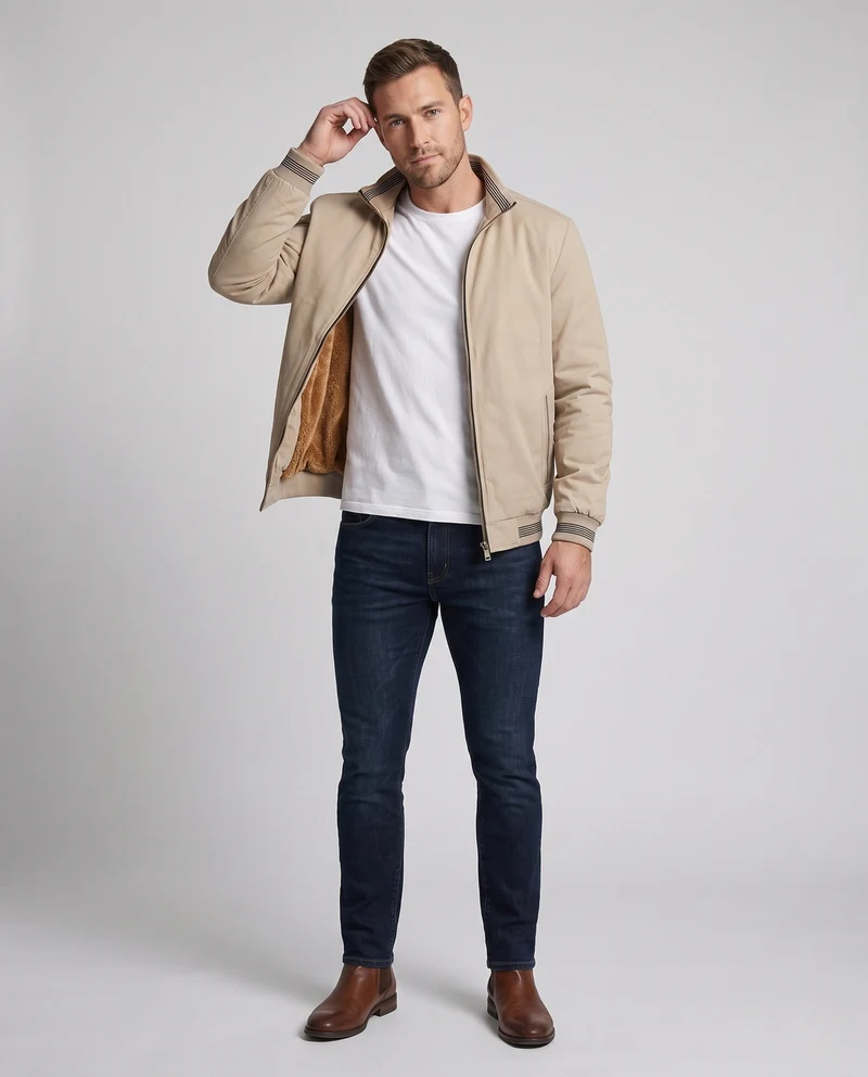 Herren Übergangsjacke mit kuscheligem Innenfutter Nord Taschen