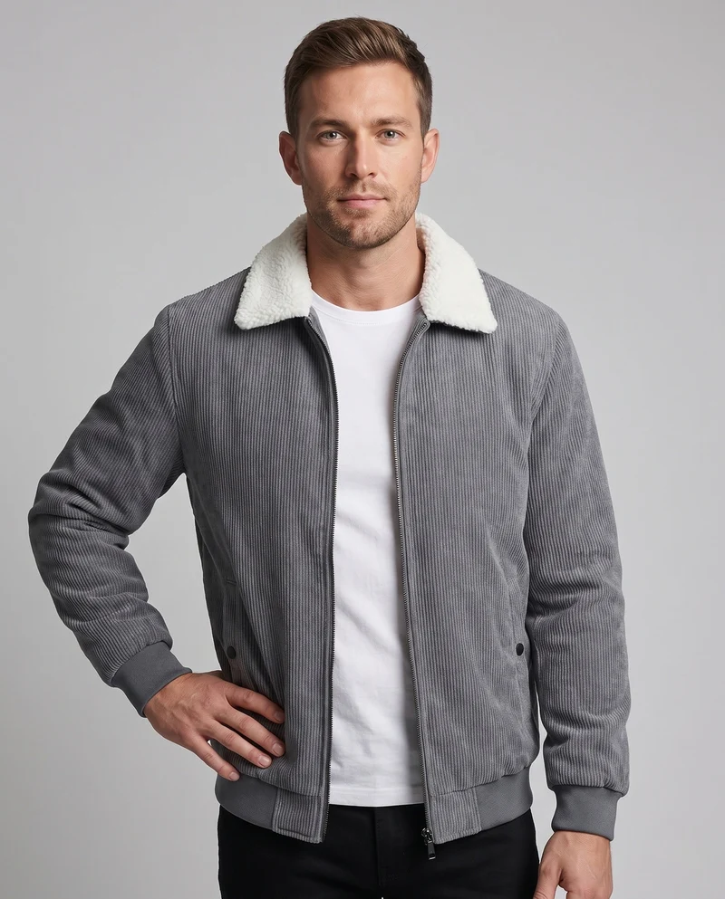 Herren Übergangsjacke mit Teddykragen Nord Taschen