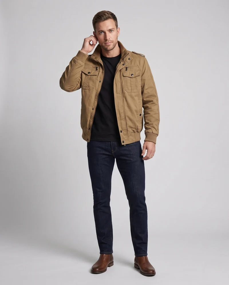 Herren Übergangsjacke mit wärmeisolierendem Futter Nord Taschen