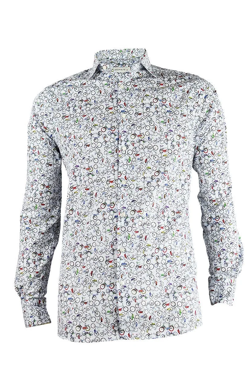 Dutch Bicycles Print Long Sleeve Men's Shirt