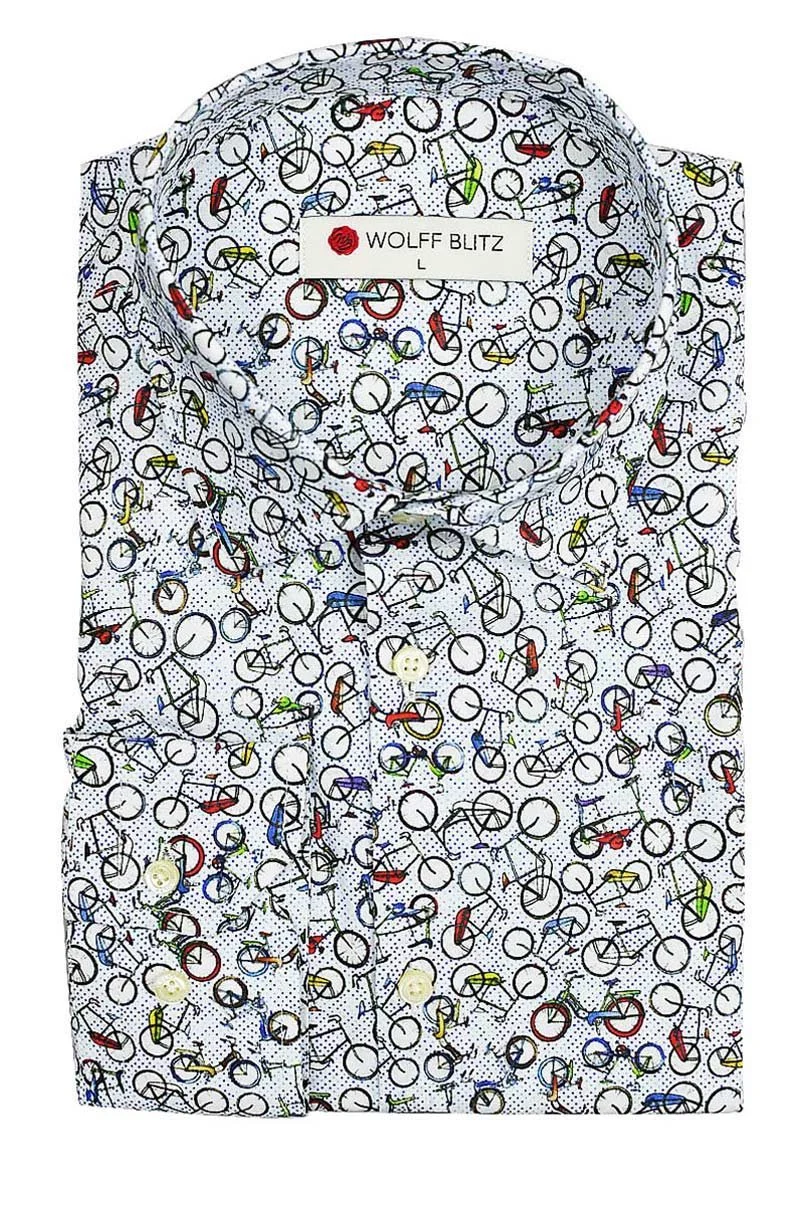 Dutch Bicycles Print Long Sleeve Men's Shirt