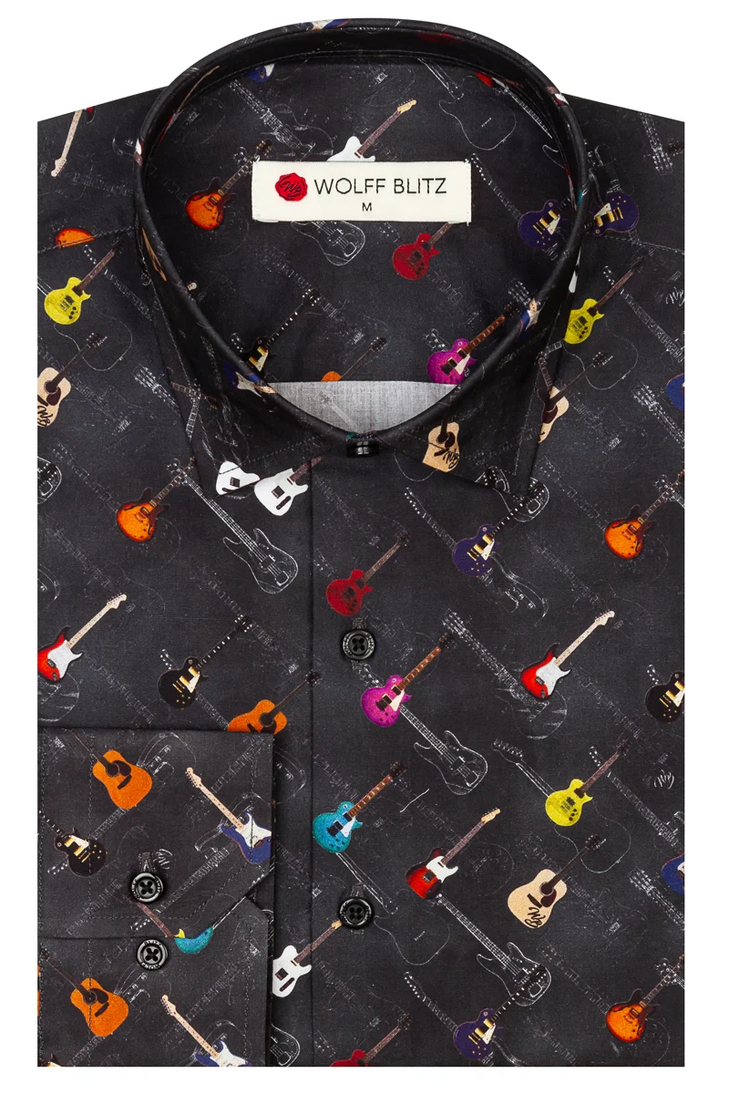 Brian M. Guitars Printed Long Sleeve Men's Shirt