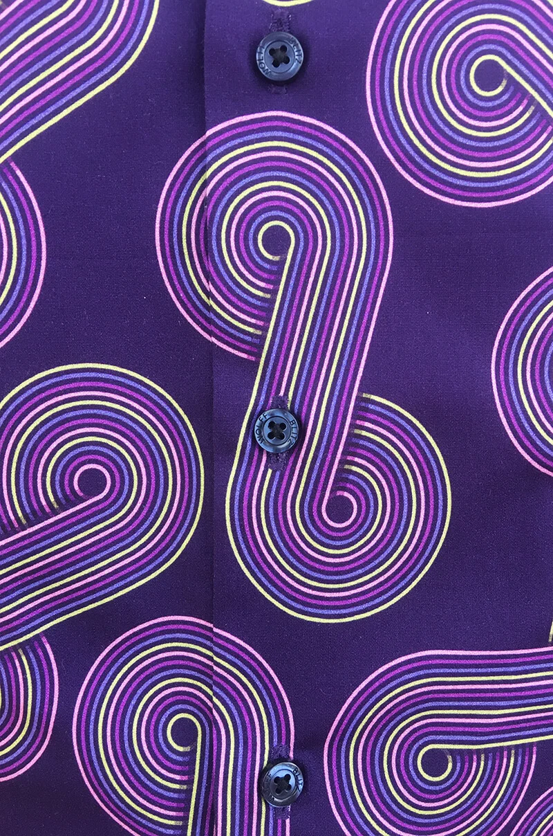Boogie Nights Purple Printed Long Sleeve Men's Shirt