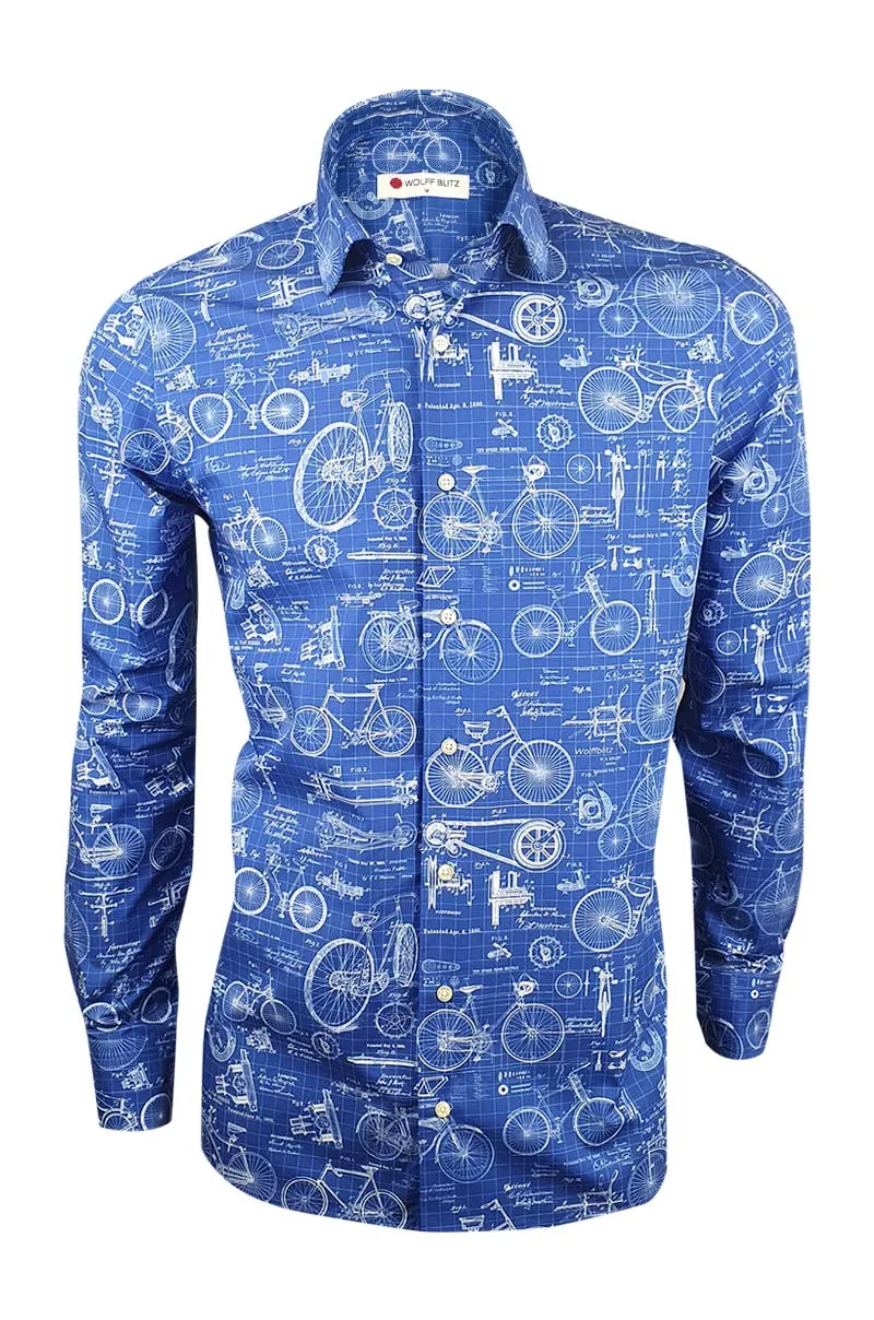 Blueprint Bicycles Printed Long Sleeve Men's Shirt