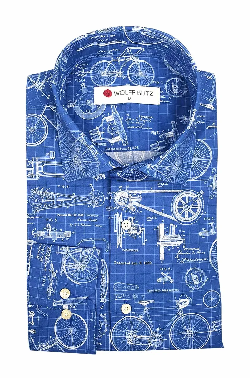 Blueprint Bicycles Printed Long Sleeve Men's Shirt