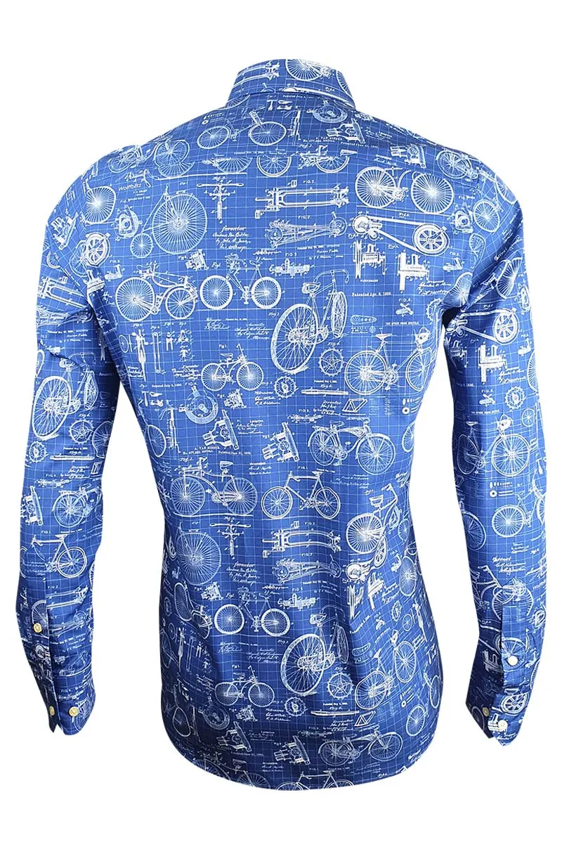 Blueprint Bicycles Printed Long Sleeve Men's Shirt