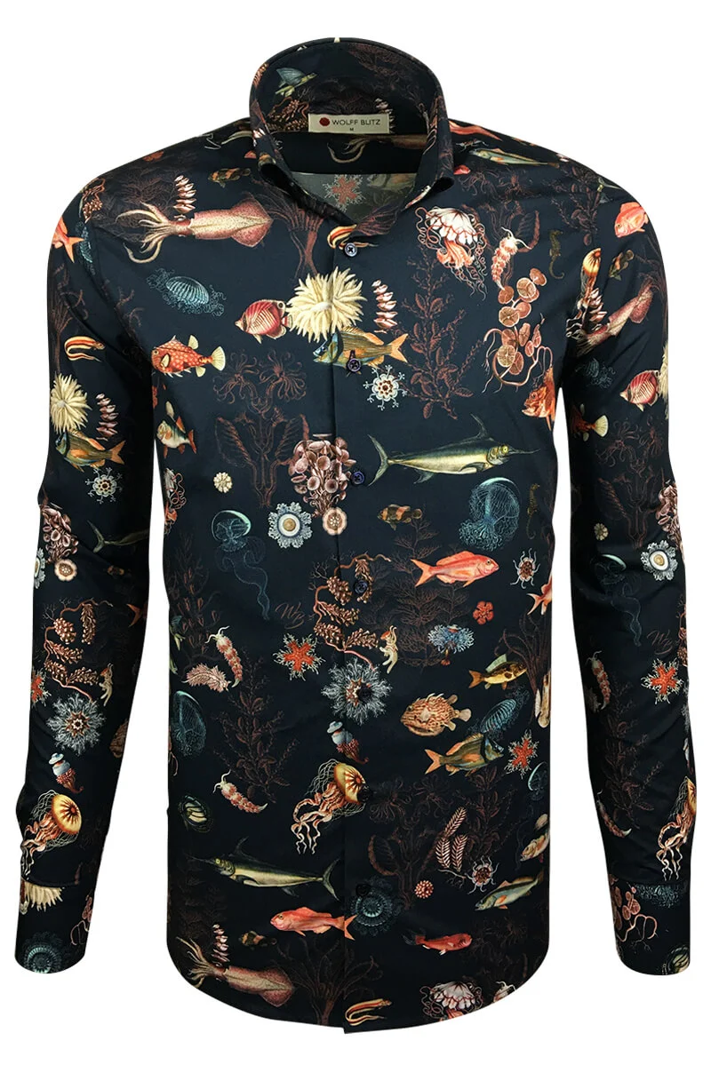Blue Oceanium Printed Long Sleeve Men's Shirt