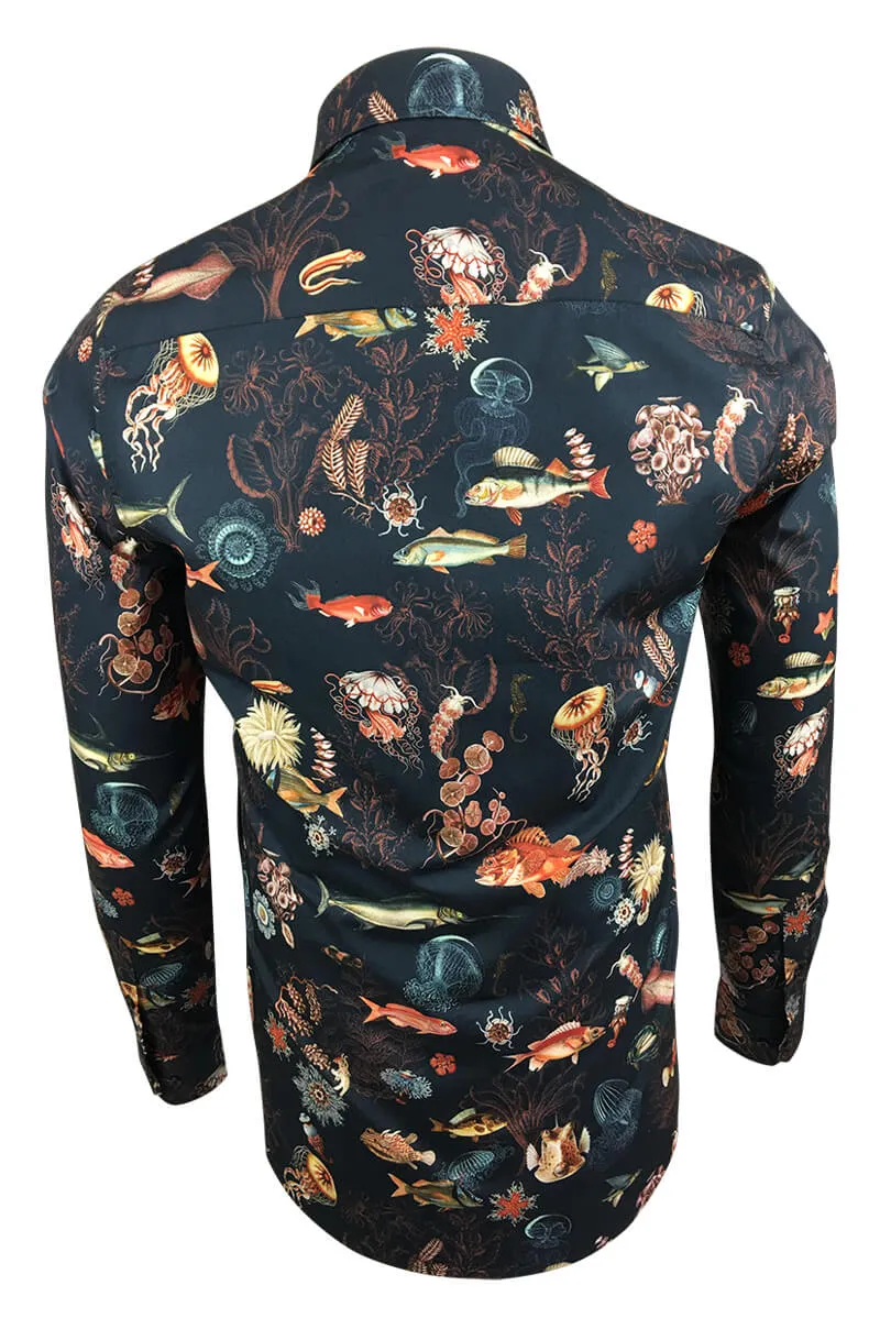 Blue Oceanium Printed Long Sleeve Men's Shirt