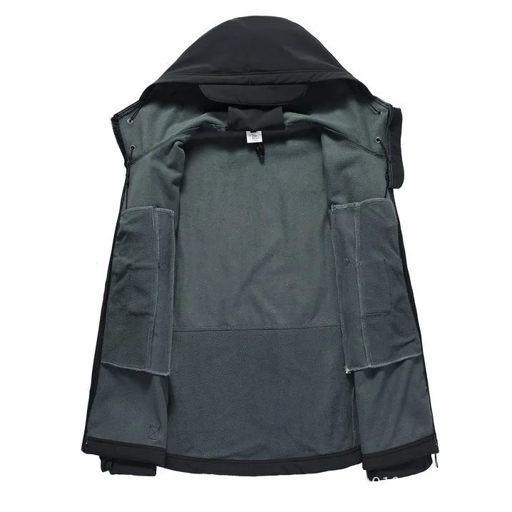 Herren Taktische Softshelljacke mit Kapuze, Tarnmuster und Mehrfach-Reißverschlusstaschen Nord Taschen