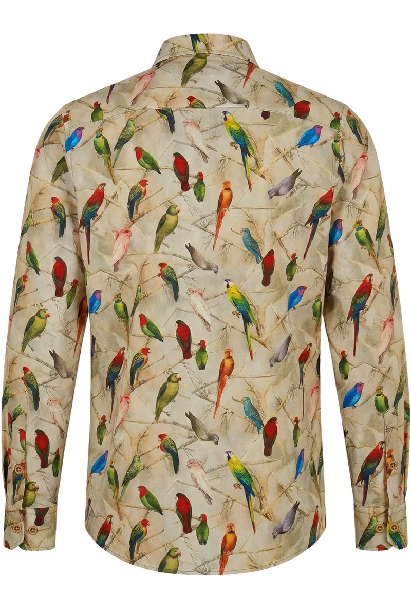 Parakeets & Parrots Printed Long Sleeve Men's Shirt