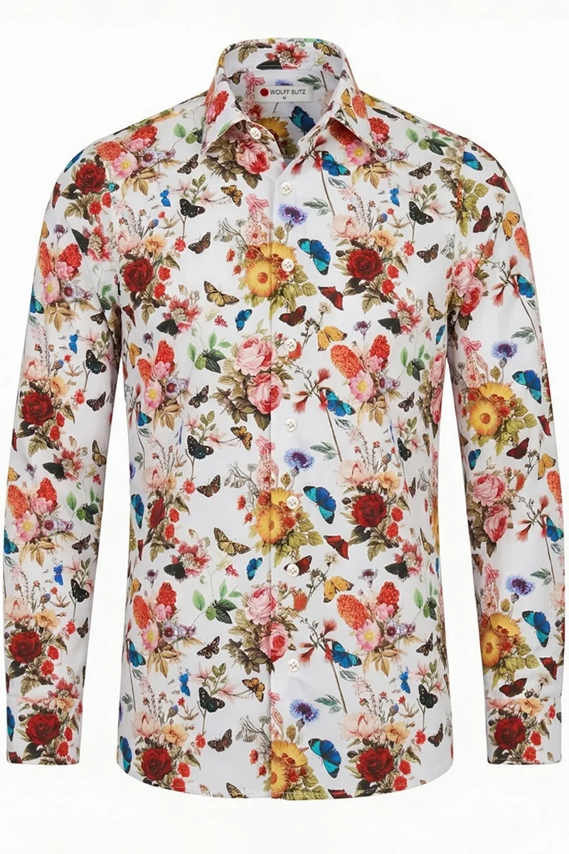 Papillon Design Printed Long Sleeve Men's Shirt