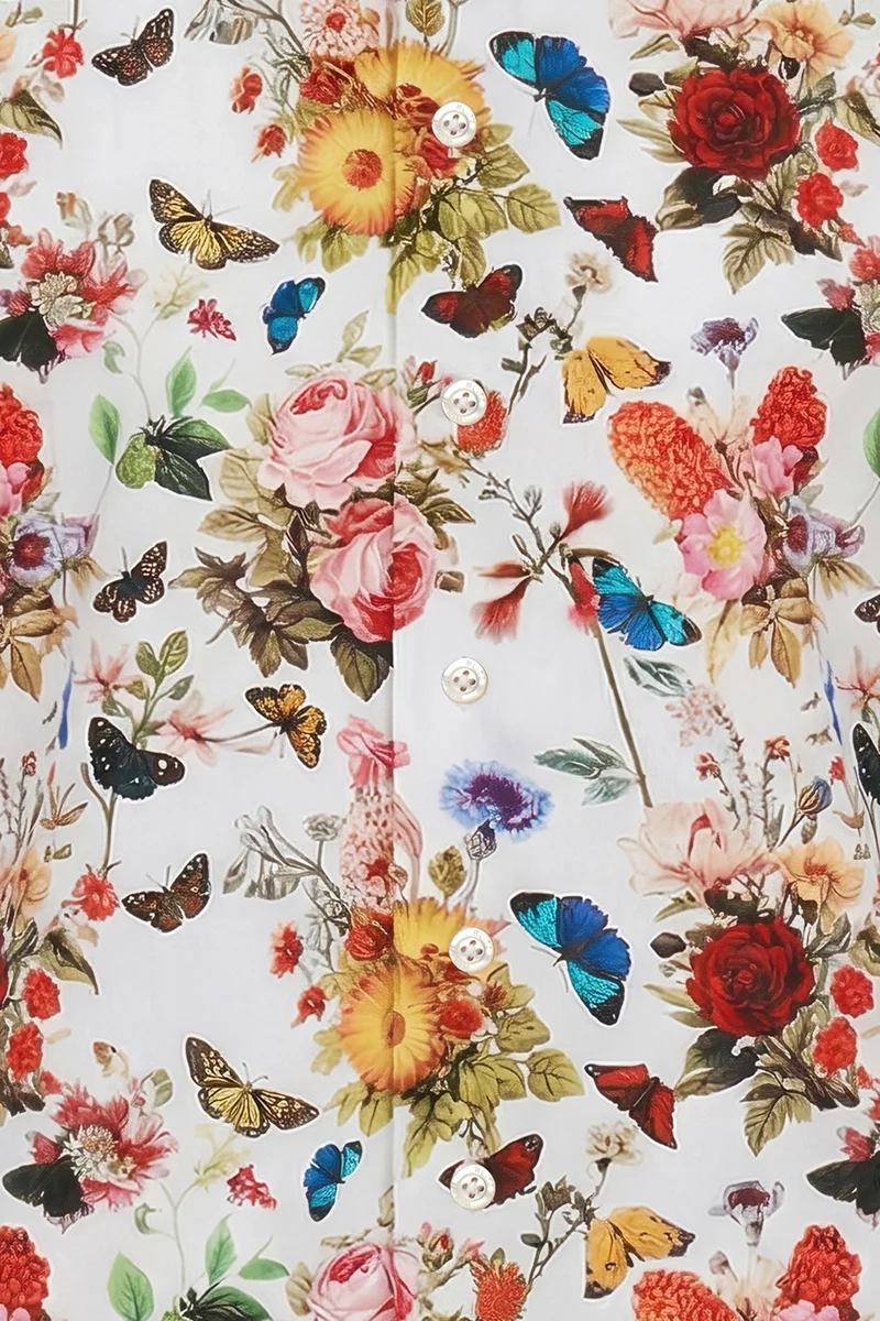 Papillon Design Printed Long Sleeve Men's Shirt