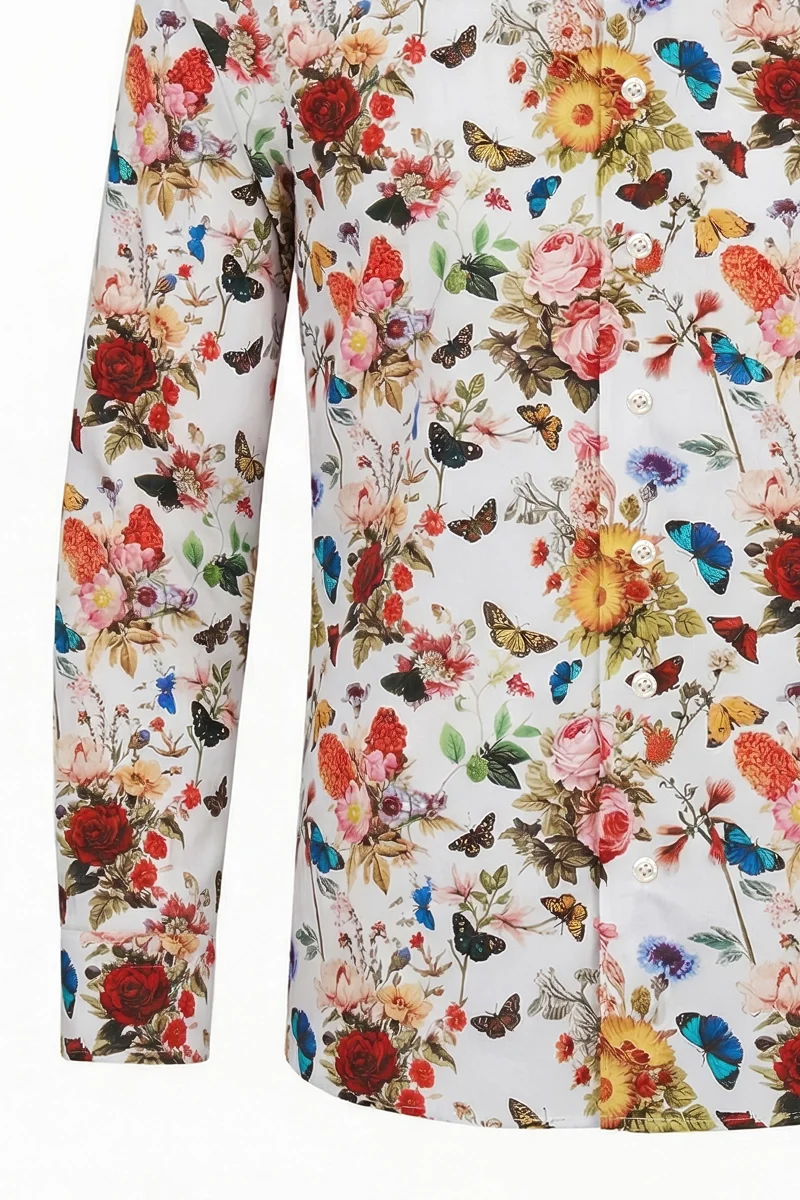 Papillon Design Printed Long Sleeve Men's Shirt