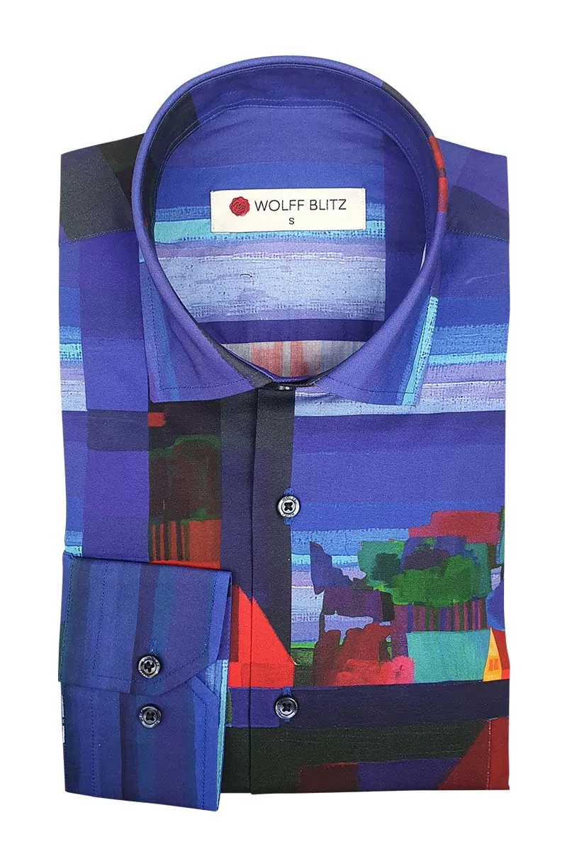 Night Sailing Printed Long Sleeve Men's Shirt